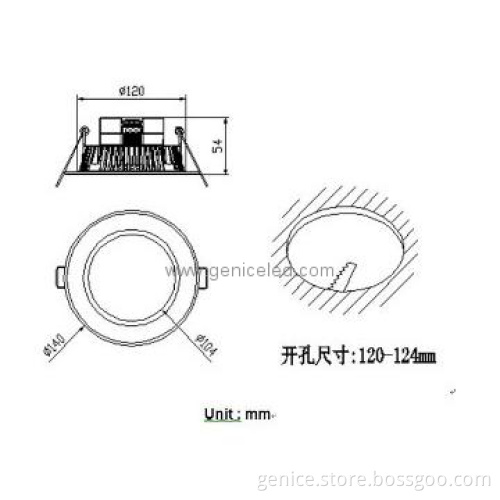 AC100-240V 10W 600lm Samsung chip Lifud driver downlight